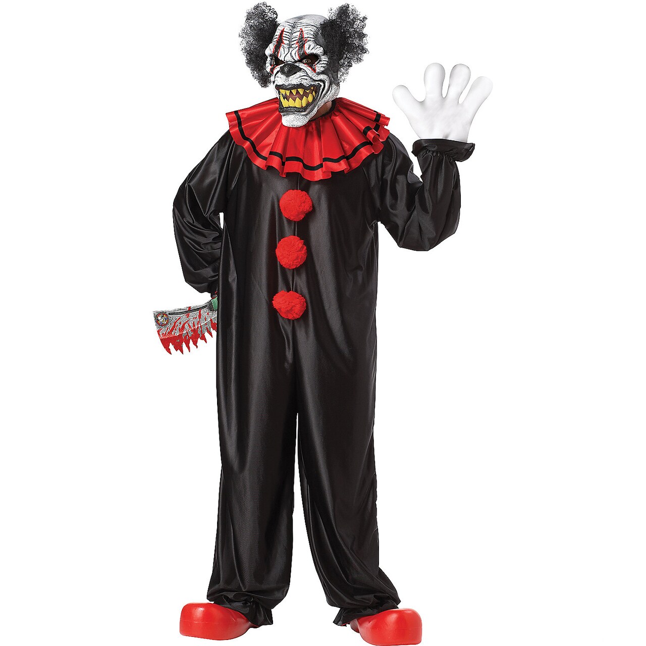Evil Clown Costume Black And Red Jumpsuit With Gloves And Animotion Mask